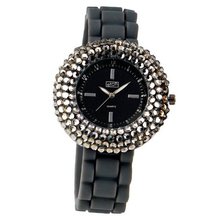 Eton Ladies Grey Diamante Case 2885-0 with Grey Silicon Strap