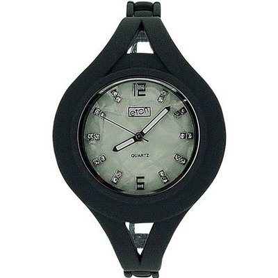 Eton Ladies Mother Of Pearl Stone Set Dial Grey Metal Bangle Style 3054L