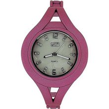 Eton Ladies Mother Of Pearl Stone Set Dial Pink Metal Bangle Style 3054L