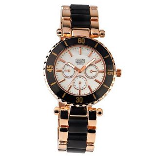 Eton Ladies Quartz, Fashion , Black Plastic/Rose Gold Tone Bracelet - 2938J-BK