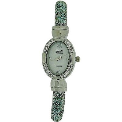 Eton Ladies White Dial & Tubular Mesh & Blue Crystals Strap Fashion 3073L