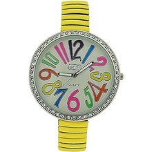 Eton Ladies Yellow Funky Number Dial Stone Set Bezel Expander Strap 3083