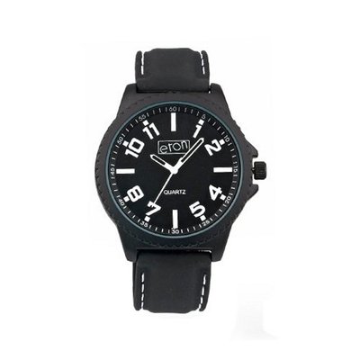 Eton Quartz with Black Dial Analogue Display and Black Rubber Strap 3012G-WT
