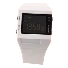 Eton Quartz with Black Dial Digital Display and White Plastic or PU Strap 2818J-WT