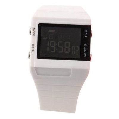 Eton Quartz with Black Dial Digital Display and White Plastic or PU Strap 2818J-WT