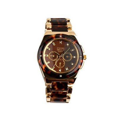 Eton Quartz with Brown Dial Analogue Display and Brown Resin Bracelet 2991J-Tort