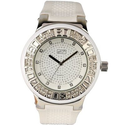 Eton Quartz with White Dial Analogue Display and White Plastic or PU Strap 2965J-WT