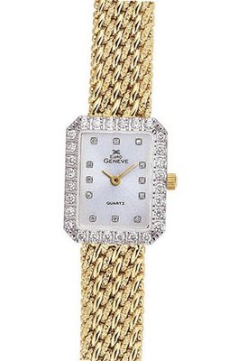 Euro Geneve 14K Gold Diamond Ladies' Rectangle with Mesh Band-47620