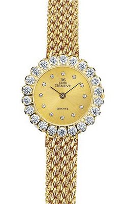 Euro Geneve 14K Gold Ladies' Diamond Round With 14K Gold Mesh Band-47452