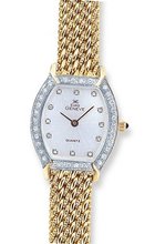 Euro Geneve 14k Gold Ladies' Diamond Tonneau With Mesh Band-47618