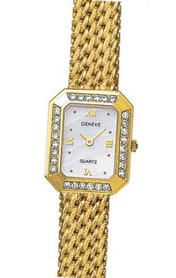 Euro Geneve 14K Yellow Gold Ladies' Diamond Rectangle With Mesh Band-47650