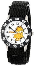 Garfield Kids' W000600 Time Teacher Black Bezel Black Velcro Strap