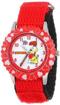 Garfield Kids' W000602 Time Teacher Red Bezel Red Velcro Strap