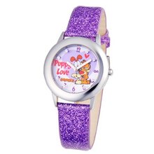 Garfield Kids' W000610 Tween's Glitz Stianless Steel Purple Glitter Leather Strap
