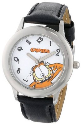 Garfield Kids' W000621 Tween's Stainless Black Leather Strap