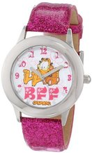 uEwatchfactory Garfield Kids' W000608 Tween's Glitz Stainless Steel Glitter Leather Strap 