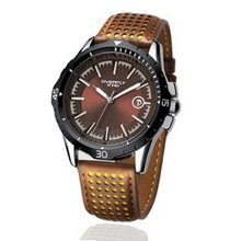 Ufingo-Fashion Cool Casual Sports Calendar Leather Strap For /Boys-Brown