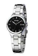 Ufingo-Fashion Cool Luxury Stainless Steel Band Quartz With Calendar For /Ladies/Girls-Black