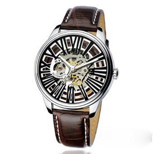 Ufingo-Fashion Korean Automatic Mechanical Cool For /Boys-Brown Band Black Dial
