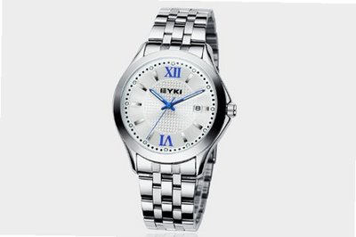 Ufingo-Fashion Roman Number Calendar Steel Band Noctilucous Creative Wrist For /Boys-White