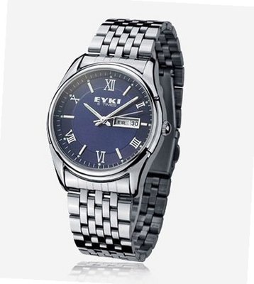 Ufingo-Fashion Waterproof Steel Band Quartz Calendar For /Boys-Blue