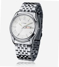 Ufingo-Fashion Waterproof Steel Band Quartz Calendar For /Boys-White