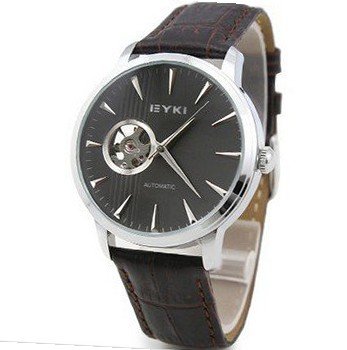 Ufingo-High End Automatic Mechanical Hollow Waterproof Leather Strap For /Boys-Grey