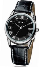 Ufingo-High End Cool Business Casual Leather Strap Calendar Quartz For /Boys-Black Dial Silver Case