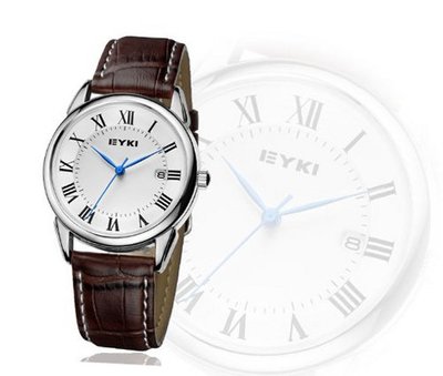 Ufingo-High End Cool Business Casual Leather Strap Calendar Quartz For /Boys-White Dial Silver Case