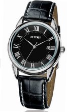 Ufingo-High End Cool Business Casual Leather Strap Calendar Quartz For /Ladies/Girls-Black Dial Silver Case