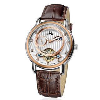 Ufingo-Hollow Automatic Mechanical Business Fashion Luxury For /Boys-Brown White