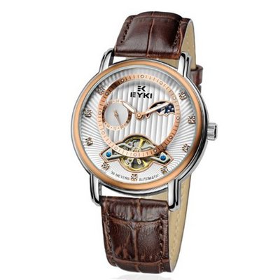 Ufingo-Hollow Automatic Mechanical Business Fashion Luxury For /Boys-Brown White
