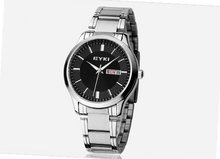 Ufingo-Korean Fashion Casual Steel Band Luxury Waterproof Calendar Quartz For /Boys-Black