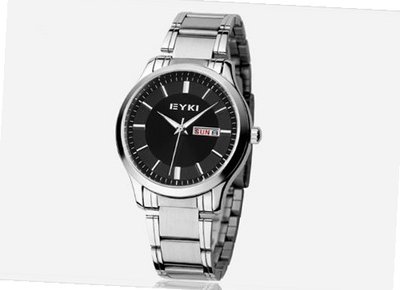 Ufingo-Korean Fashion Casual Steel Band Luxury Waterproof Calendar Quartz For /Boys-Black