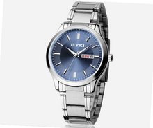 Ufingo-Korean Fashion Casual Steel Band Luxury Waterproof Calendar Quartz For /Boys-Blue