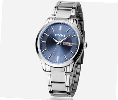 Ufingo-Korean Fashion Casual Steel Band Luxury Waterproof Calendar Quartz For /Boys-Blue