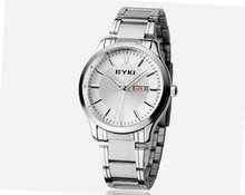 Ufingo-Korean Fashion Casual Steel Band Luxury Waterproof Calendar Quartz For /Boys-White