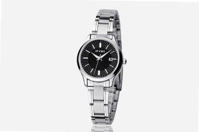 Ufingo-Korean Fashion Casual Steel Band Luxury Waterproof Calendar Quartz For /Ladies/Girls-Black