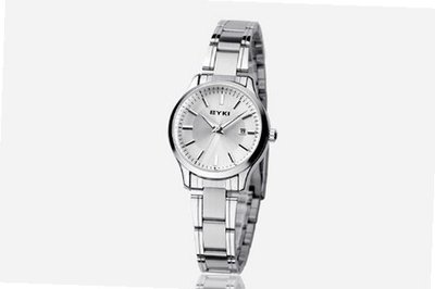Ufingo-Korean Fashion Casual Steel Band Luxury Waterproof Calendar Quartz For /Ladies/Girls-White