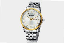 Ufingo-Korean Fashion Steel Band Waterproof Quartz With Calendar For /Boys-Gold White