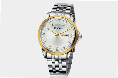 Ufingo-Korean Fashion Steel Band Waterproof Quartz With Calendar For /Boys-Gold White
