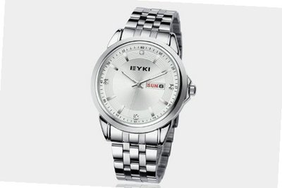 Ufingo-Korean Fashion Steel Band Waterproof Quartz With Calendar For /Boys-Silver White