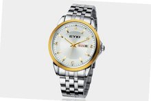 Ufingo-Korean Fashion Steel Band Waterproof Quartz With Calendar For /Ladies/Girls-Gold White