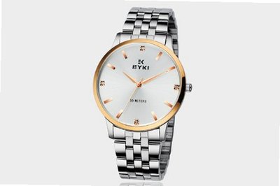 Ufingo-Korean Fashion Thin Band Waterproof Rhinestone Casual Quartz For /Boys-Gold White