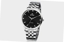 Ufingo-Korean Fashion Thin Band Waterproof Rhinestone Casual Quartz For /Boys-Silver Black