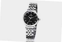 Ufingo-Korean Fashion Thin Band Waterproof Rhinestone Casual Quartz For /Ladies/Girls-Silver Black
