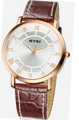 Ufingo-Leather Strap Casual Business Korean Fashion Freestyle Quartz For /Boys-Gold