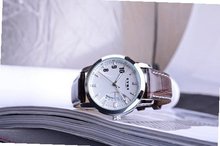 Ufingo-Modern FashionBusiness Calendar Quartz For /Ladies/Girls-Brown Leather Strap White Dial