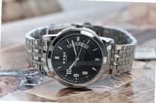 Ufingo-Modern FashionBusiness Calendar Quartz For /Ladies/Girls-Steel Strap Black Dial