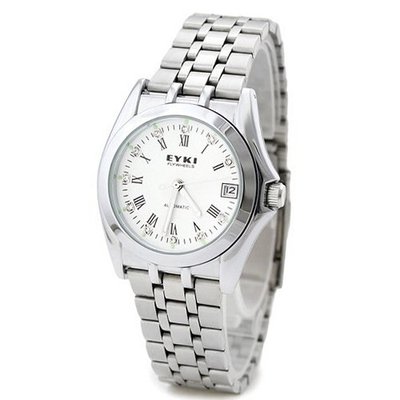 Ufingo-Retro Automatic Mechanical Hollow Rhinestone Casual For /Boys-White